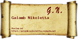 Galamb Nikoletta névjegykártya